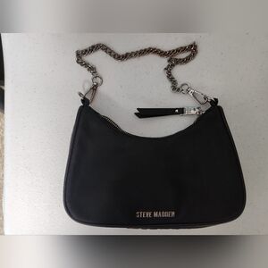 Steve Madden Black Satin Shoulder Bag